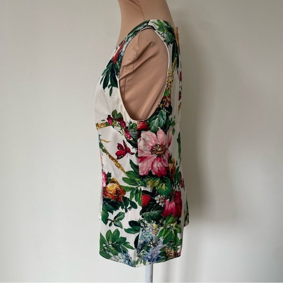 Dolce & Gabbana Silk Floral Lace Overlay Sleeveless Margot Robbie Blouse Sz 42/6 - Picture 8 of 15